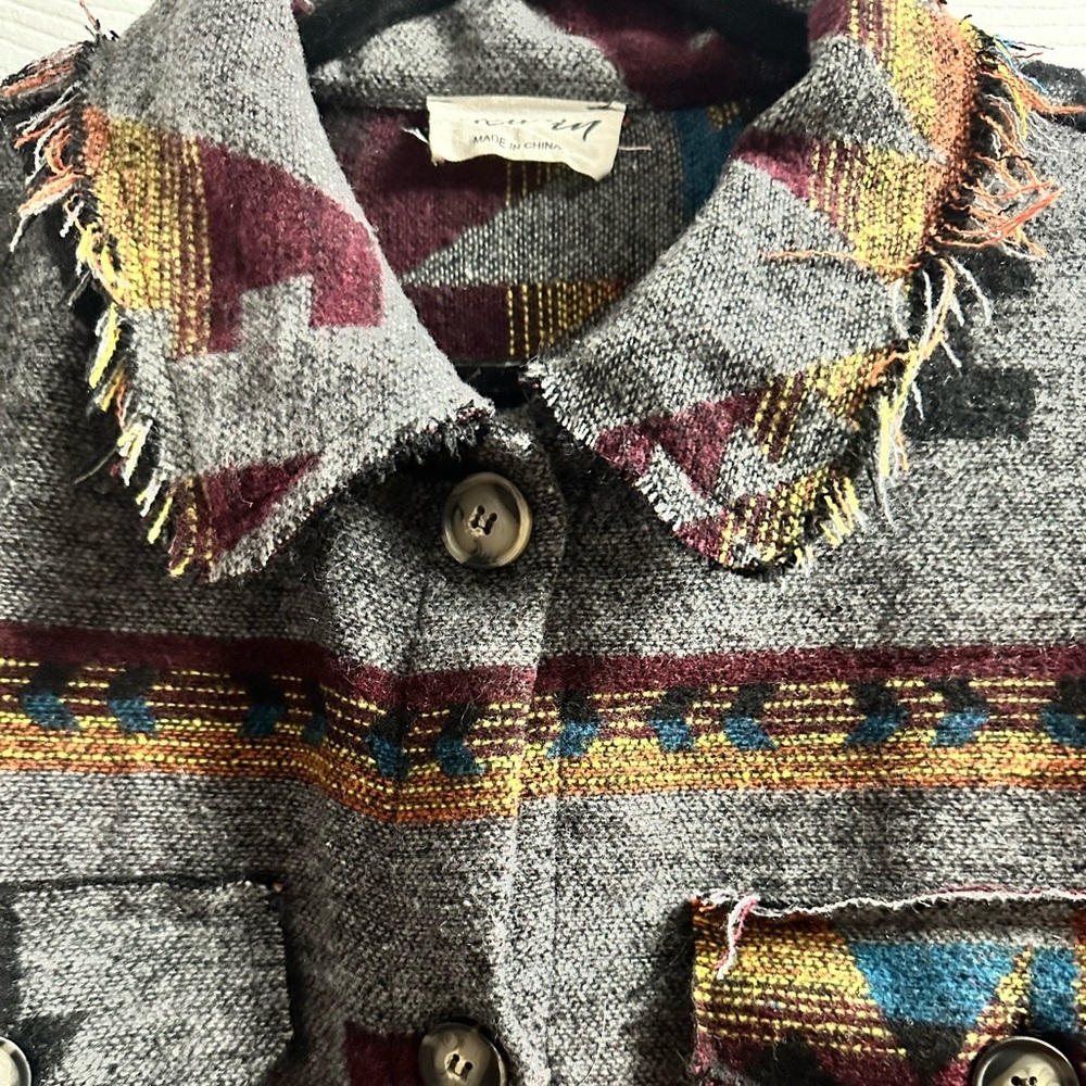 Aztec Smoke Boho Knit Vintage Inspired Shacket - Picture 6 of 12